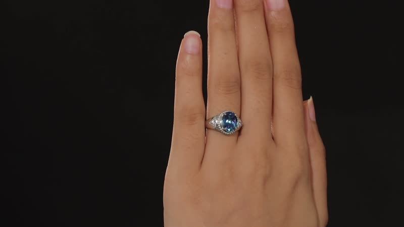 aris Cuckoo Flower Mystic Quartz and White Zircon Ring in Platinum Bond 2.60 ctw