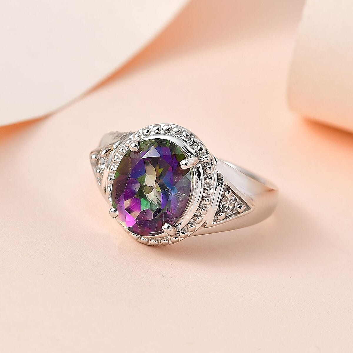 Karis Good Times Mystic Quartz and White Zircon Ring in Platinum Bond (Size 8.0) 2.50 ctw image number 1