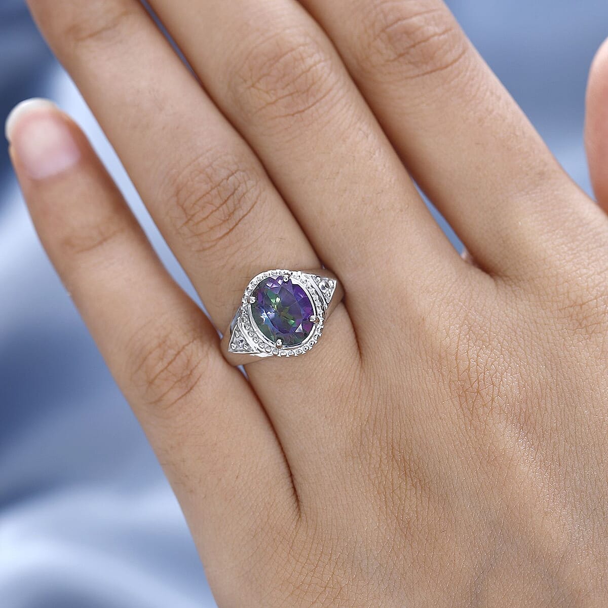 Karis Good Times Mystic Quartz and White Zircon Ring in Platinum Bond (Size 8.0) 2.50 ctw image number 2