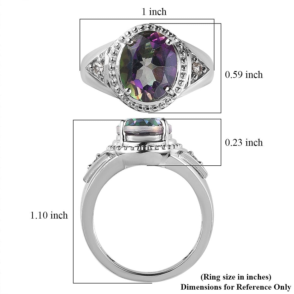 Karis Good Times Mystic Quartz and White Zircon Ring in Platinum Bond (Size 8.0) 2.50 ctw image number 5