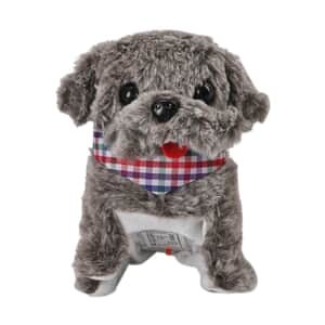 Gray Cute Electric Plush Dog Toy with Walk and Sound (2xAA Battery Not Included)