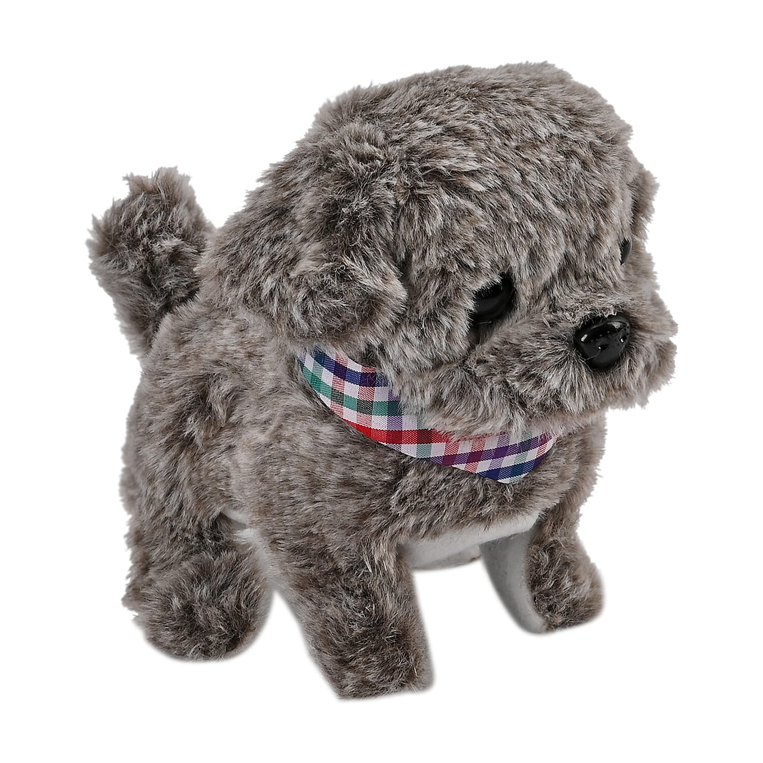 Gray Cute Electric Plush Dog Toy with Walk and Sound (2xAA Battery Not Included)
