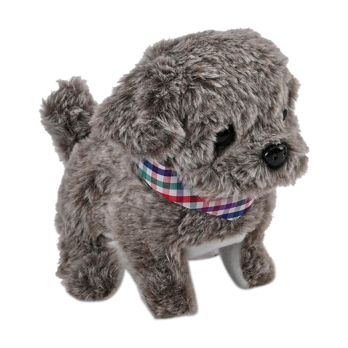 Gray Cute Electric Plush Dog Toy with Walk and Sound (5.9"x5.9"x4.72") (2xAA Battery Not Included) image number 1