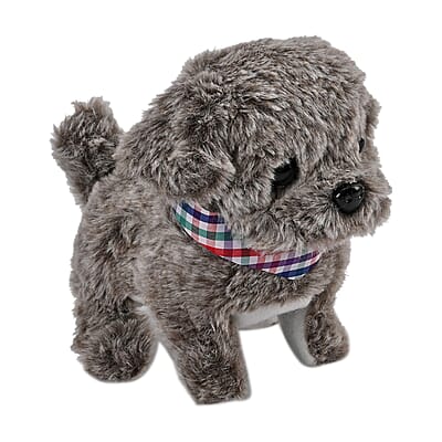 Gray Cute Electric Plush Dog Toy with Walk and Sound (2xAA Battery Not Included)