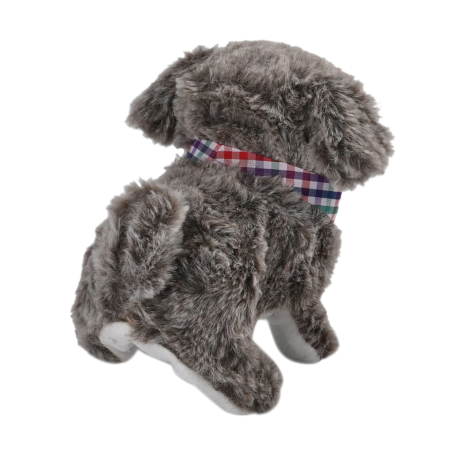 Gray Cute Electric Plush Dog Toy with Walk and Sound (2xAA Battery Not Included)