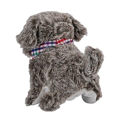 Gray Cute Electric Plush Dog Toy with Walk and Sound (2xAA Battery Not Included)