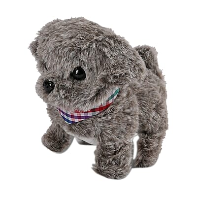 Gray Cute Electric Plush Dog Toy with Walk and Sound (2xAA Battery Not Included)