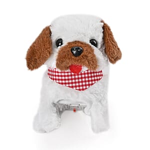 Brown and White Electric Plush Dog Toy (2xAA Not Included)