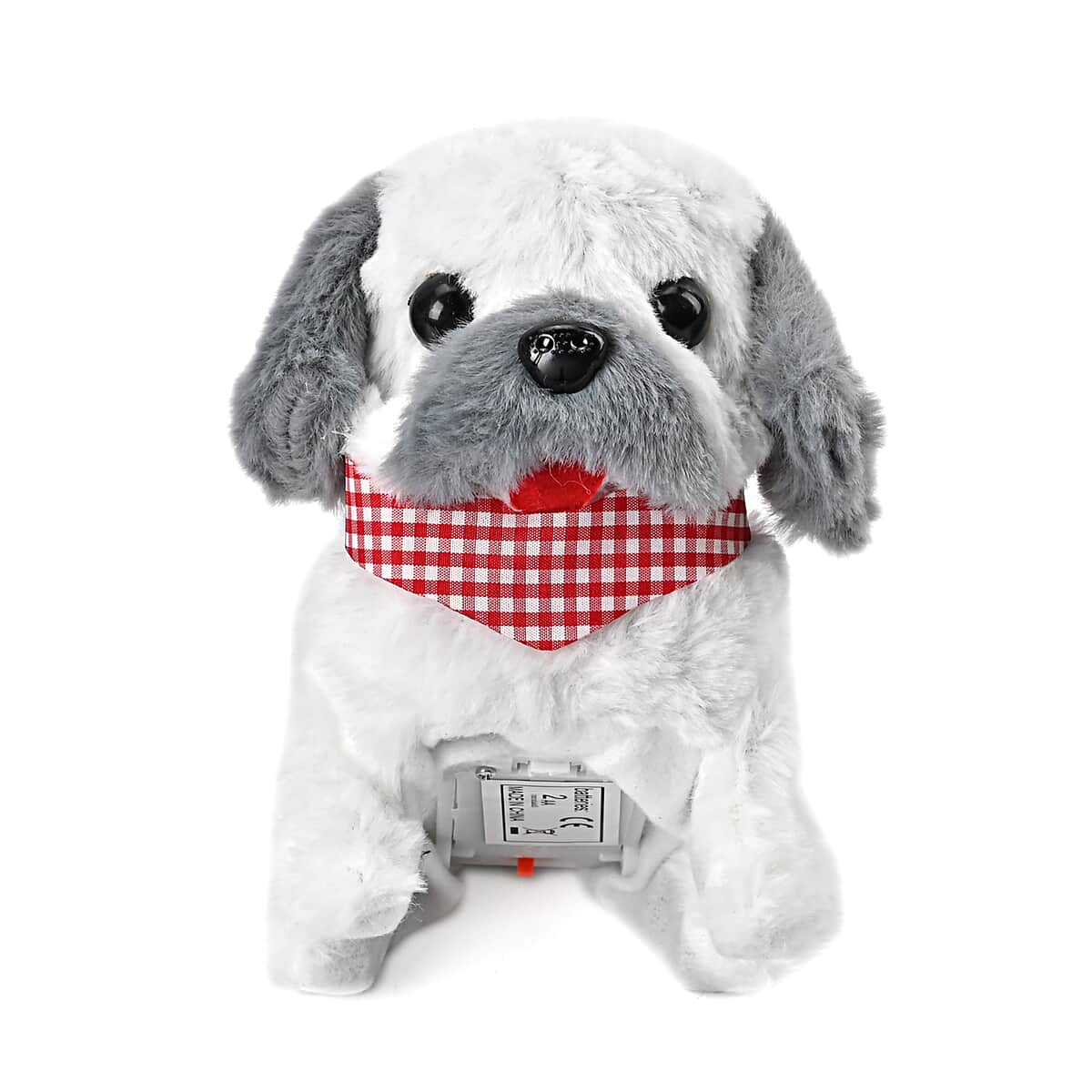 Gray and White Electric Plush Dog Toy (2xAA Not Included) image number 0