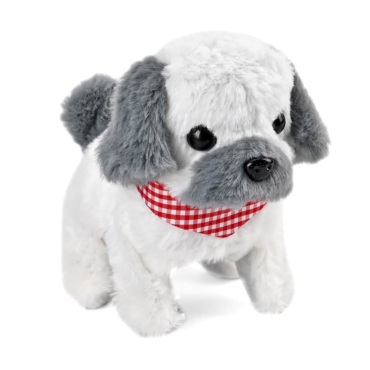 Gray and White Electric Plush Dog Toy (2xAA Not Included) image number 1