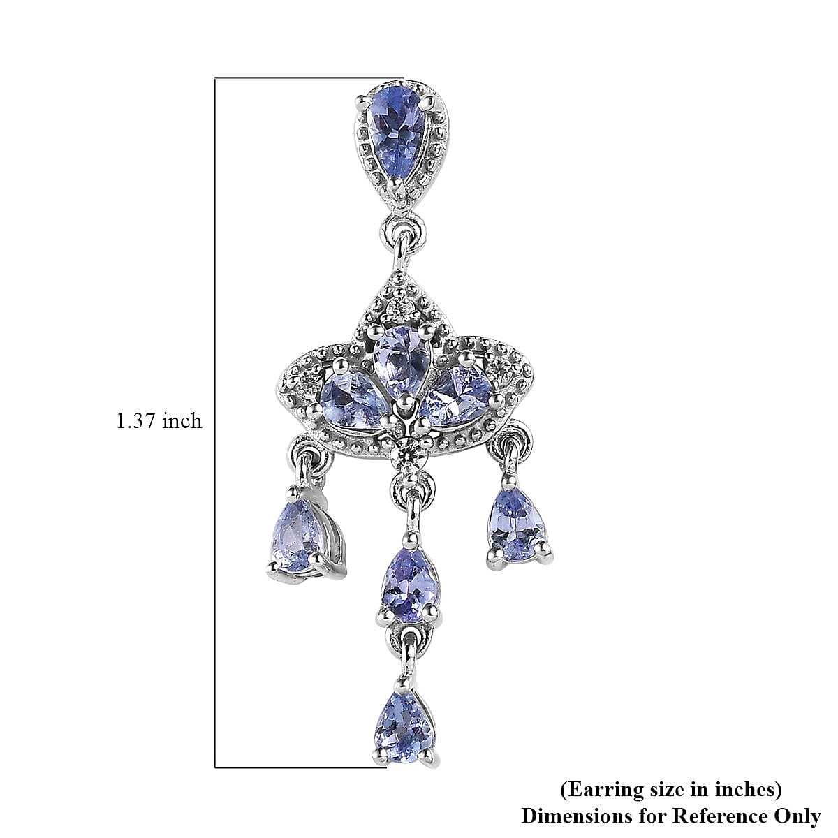 Tanzanite and White Zircon Chandelier Earrings in Platinum Over Sterling Silver 2.50 ctw