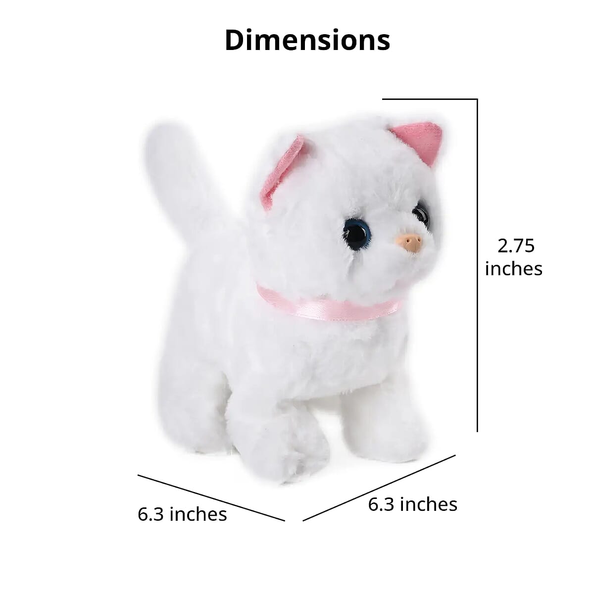 White and Pink Electric Plush Cat with Walk and Sound image number 3
