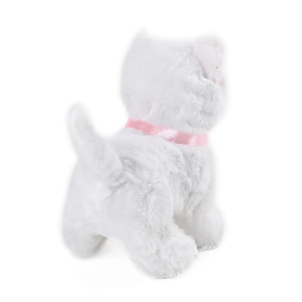 White and Pink Electric Plush Cat with Walk and Sound image number 4