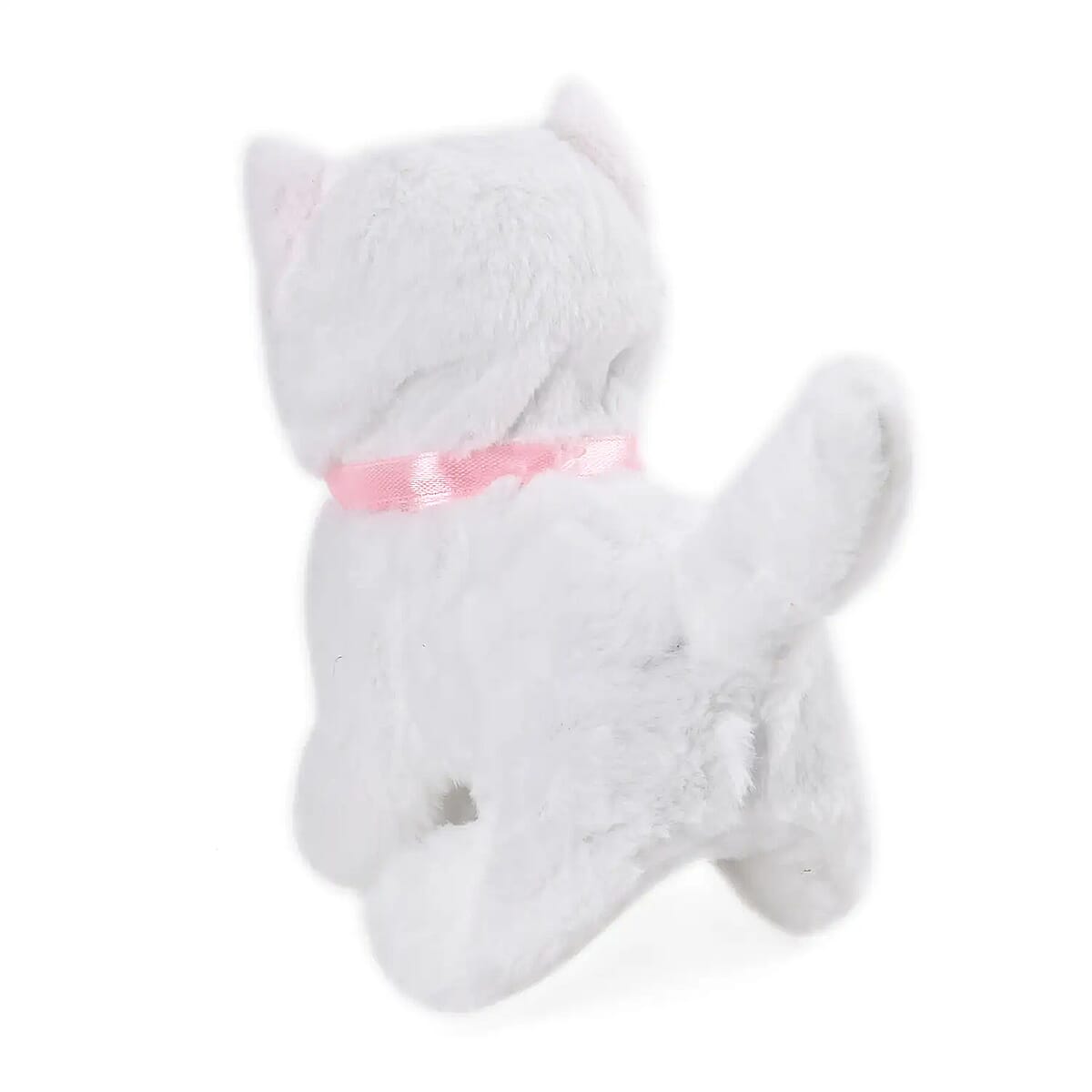 White and Pink Electric Plush Cat with Walk and Sound image number 5