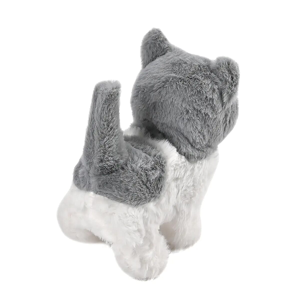 White and Gray Electric Plush Cat with Walk and Sound image number 4