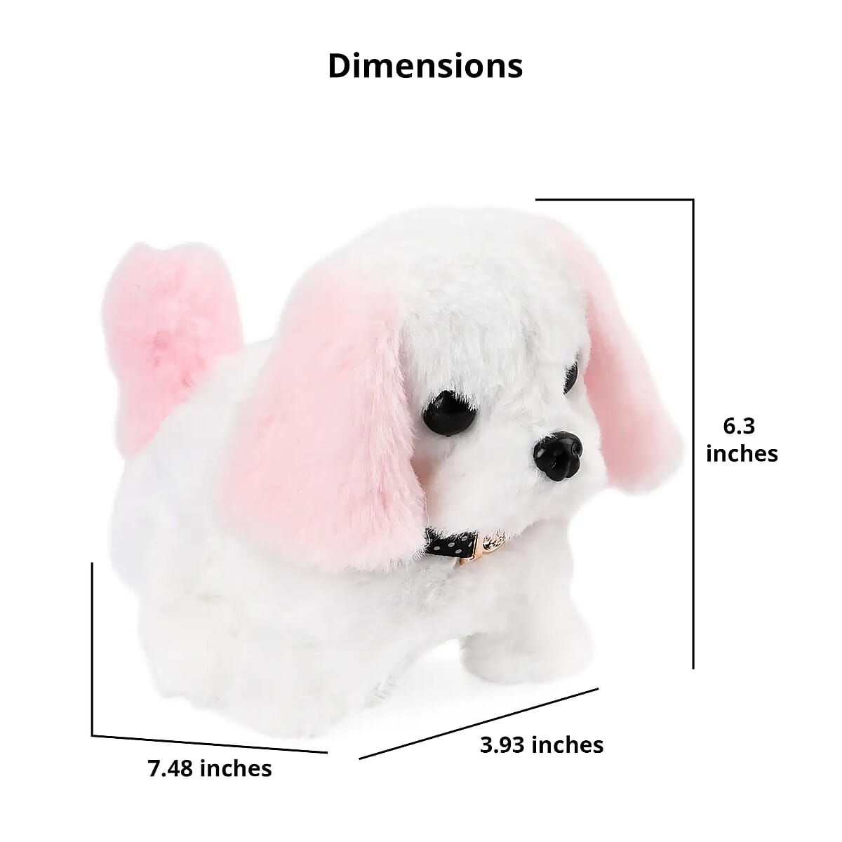 White and Pink Electric Plush Dog (2xAA Battery Not Included) image number 4