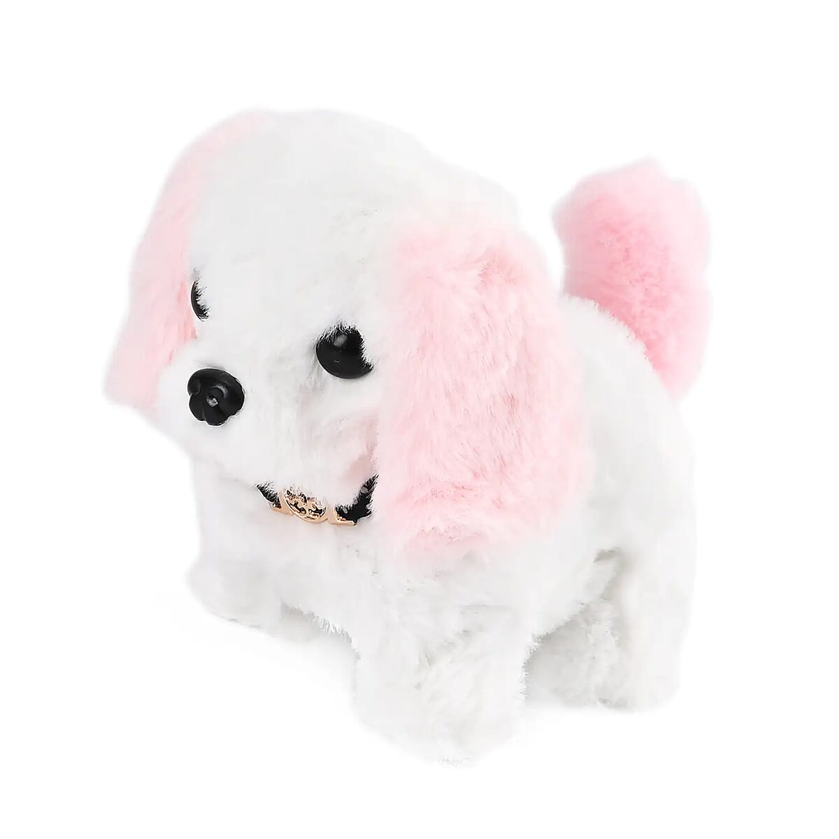 White and Pink Electric Plush Dog (2xAA Battery Not Included) image number 5