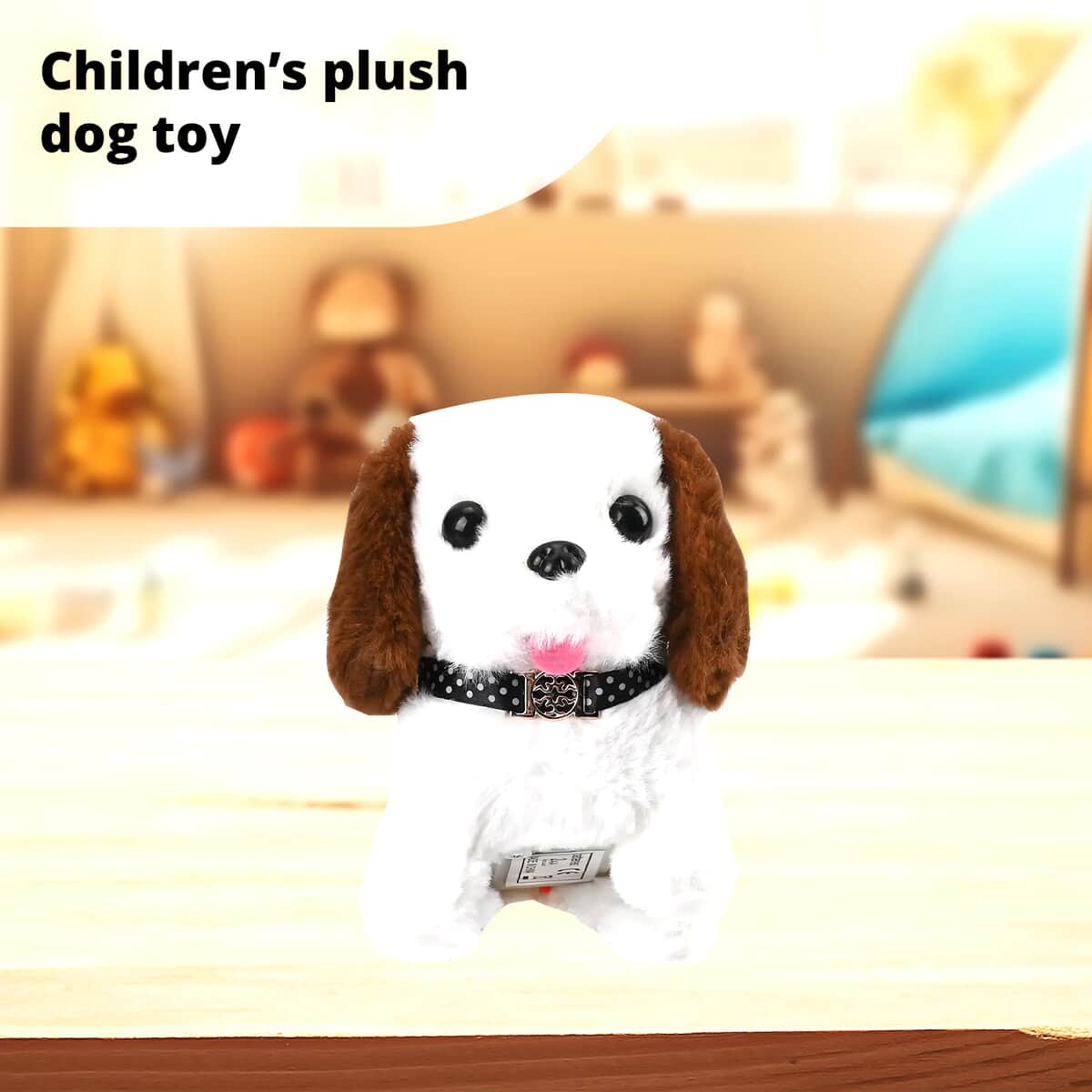 Set of 2 Piece - White and Coffee Electric Plush Dog (2xAA Battery Not Included) image number 2