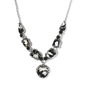 Artisan Crafted White Buffalo Heart Necklace 18 Inches in Sterling Silver 26.90 ctw