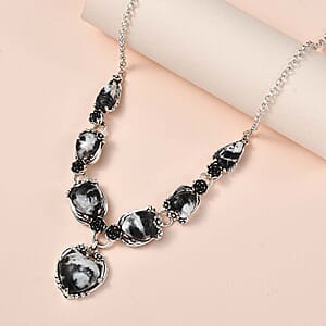 Artisan Crafted White Buffalo Heart Necklace 18 Inches in Sterling Silver 26.90 ctw