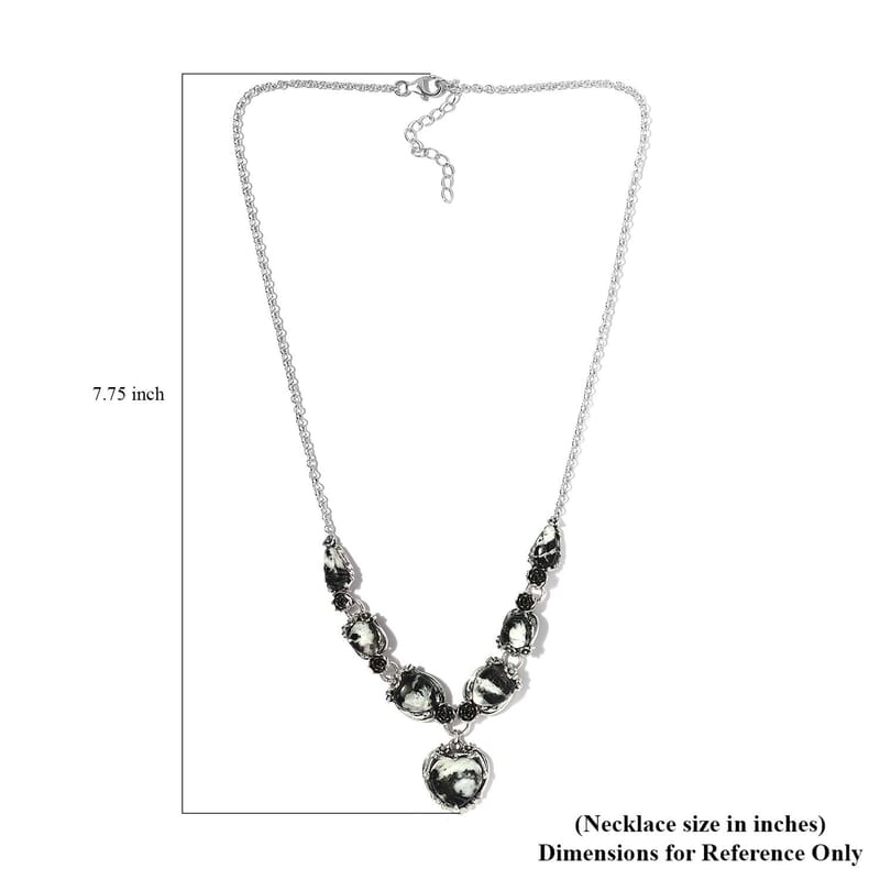 Artisan Crafted White Buffalo Heart Necklace 18 Inches in Sterling Silver 26.90 ctw