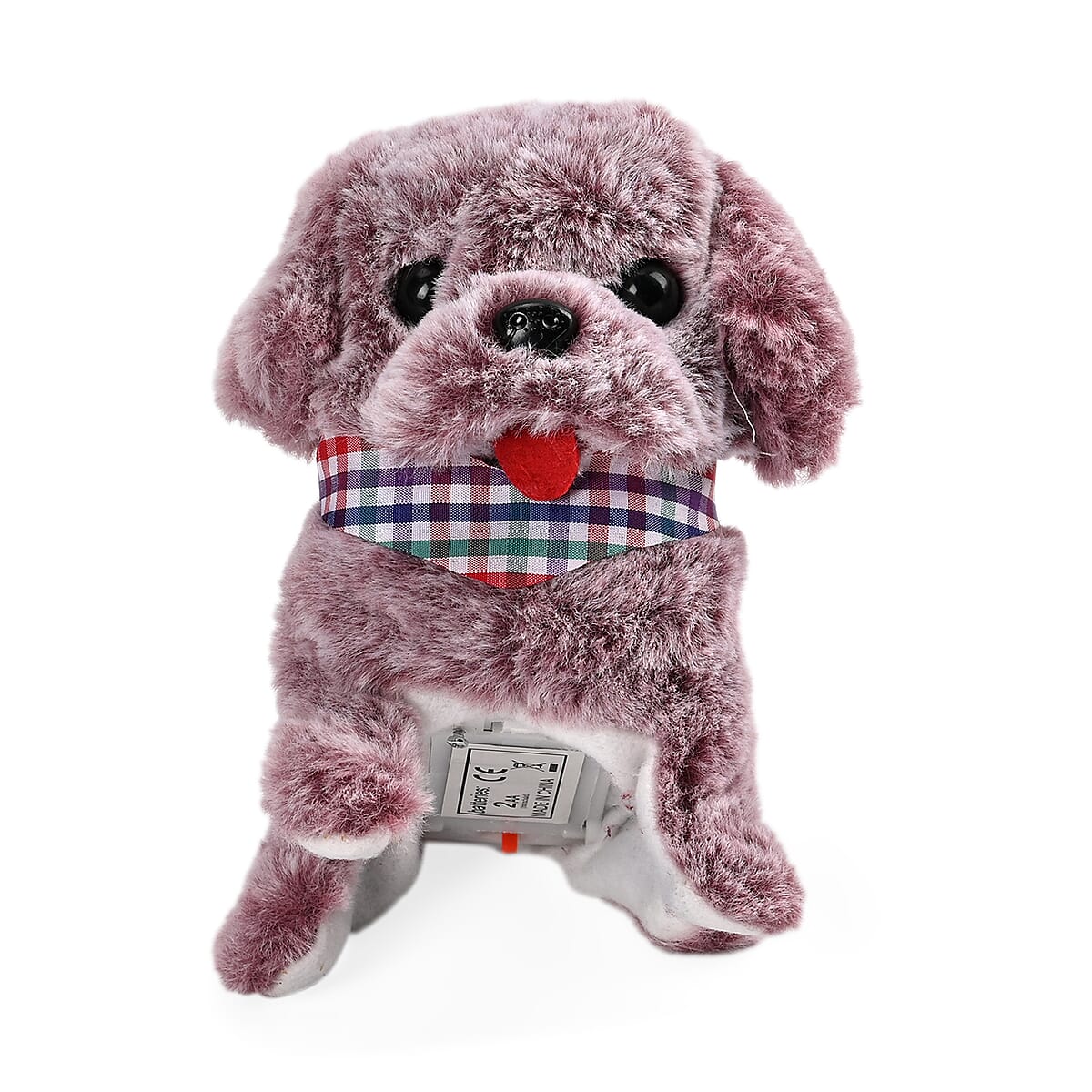 Ankur's Treasure Chest Piece Red and Gray Electric Plush Dog (2xAA Battery Not Included) image number 2