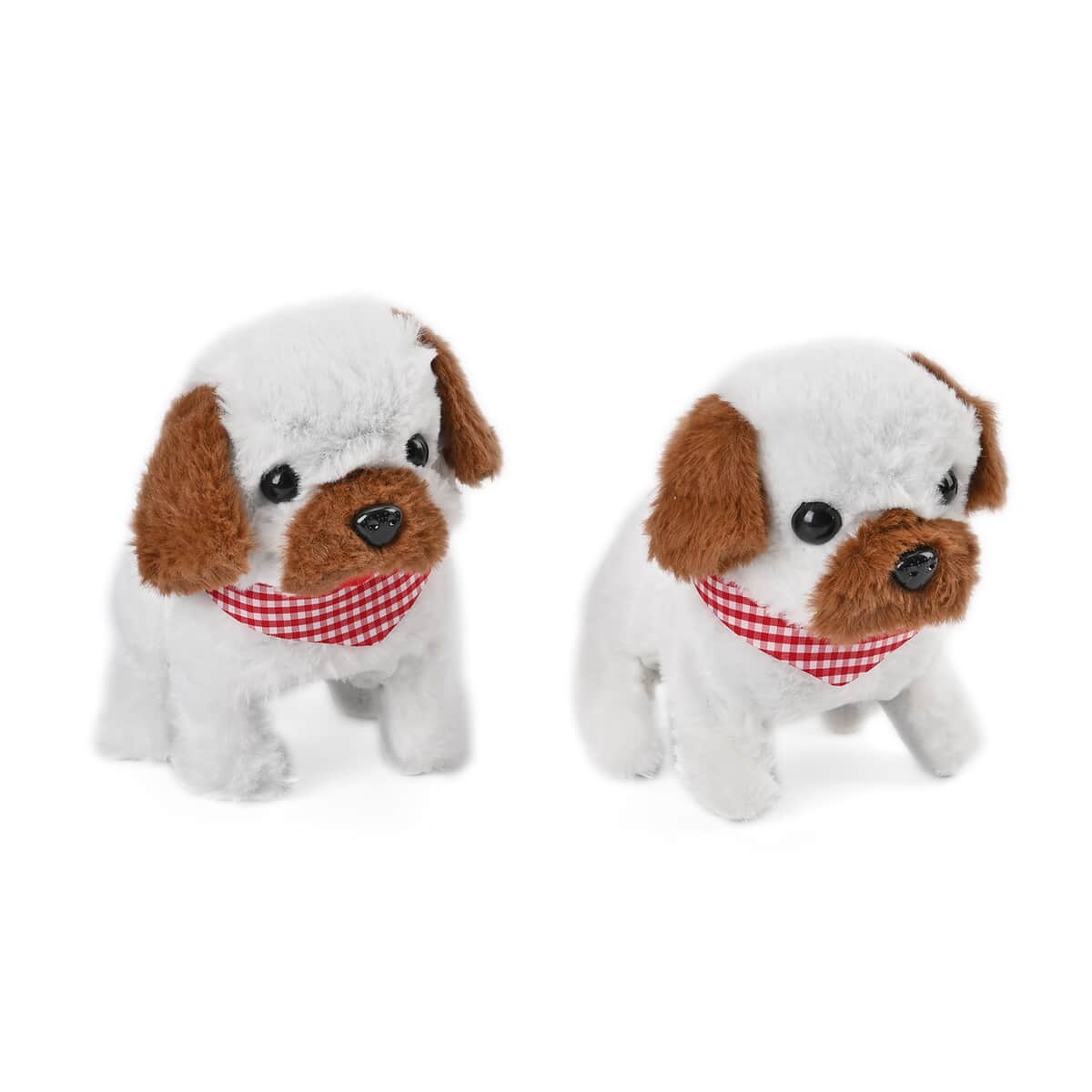 White and Pink Electric Plush Dog- 2pcs Set (7.48"x6.3"x3.93") (2xAA Battery Not Included) image number 0