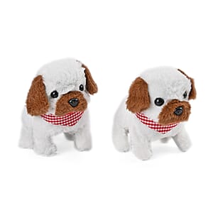 Ankur's Treasure Chest Brown and White Electric Plush Dog (2xAA Battery Not Included)