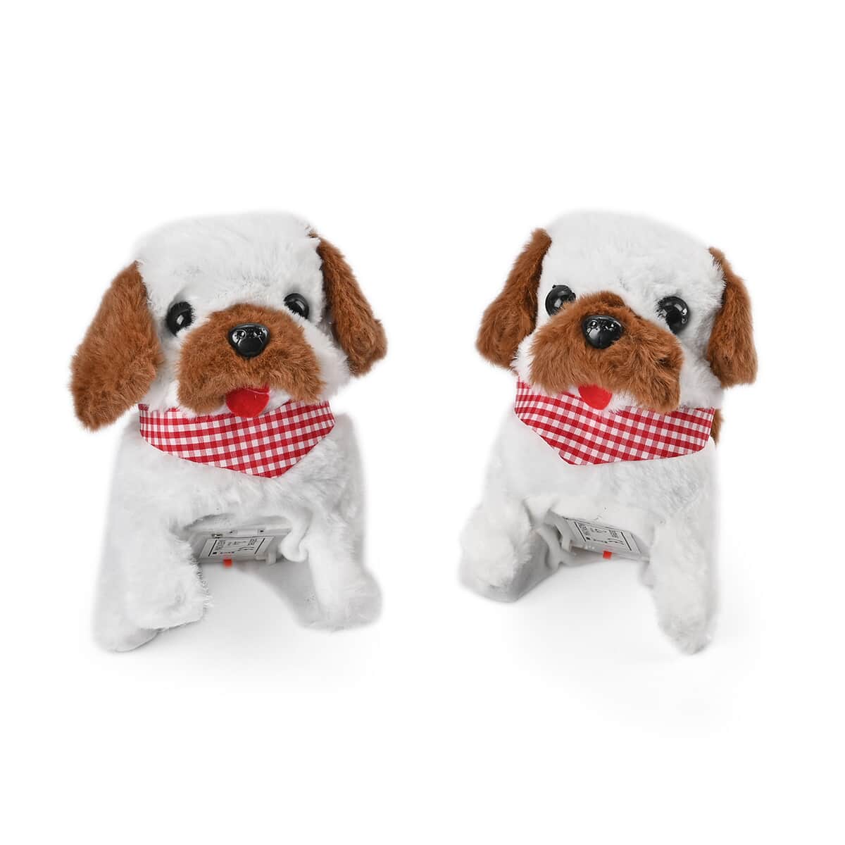 White and Pink Electric Plush Dog- 2pcs Set (7.48"x6.3"x3.93") (2xAA Battery Not Included) image number 1