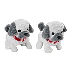 Ankur's Treasure Chest Gray and White Electric Plush Dog (2xAA Battery Not Included)