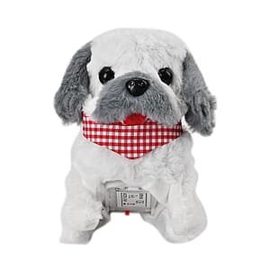 Ankur's Treasure Chest Gray and White Electric Plush Dog (2xAA Battery Not Included)