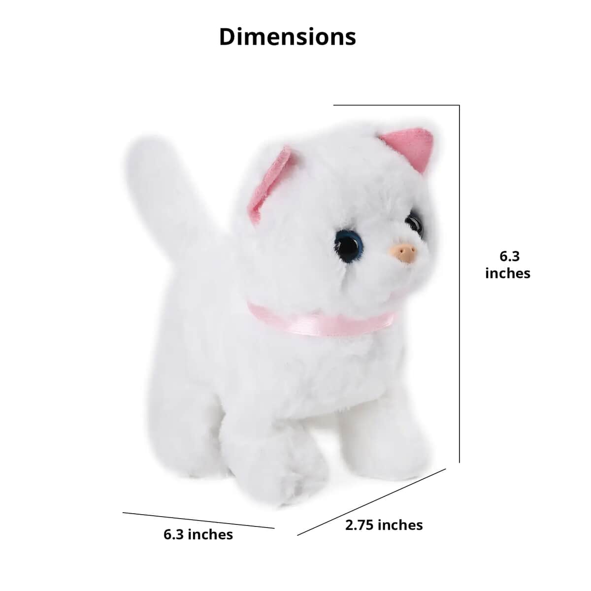 White and Pink Electric Plush Cat 2pcs Set (2xAA Battery Not Included) image number 4