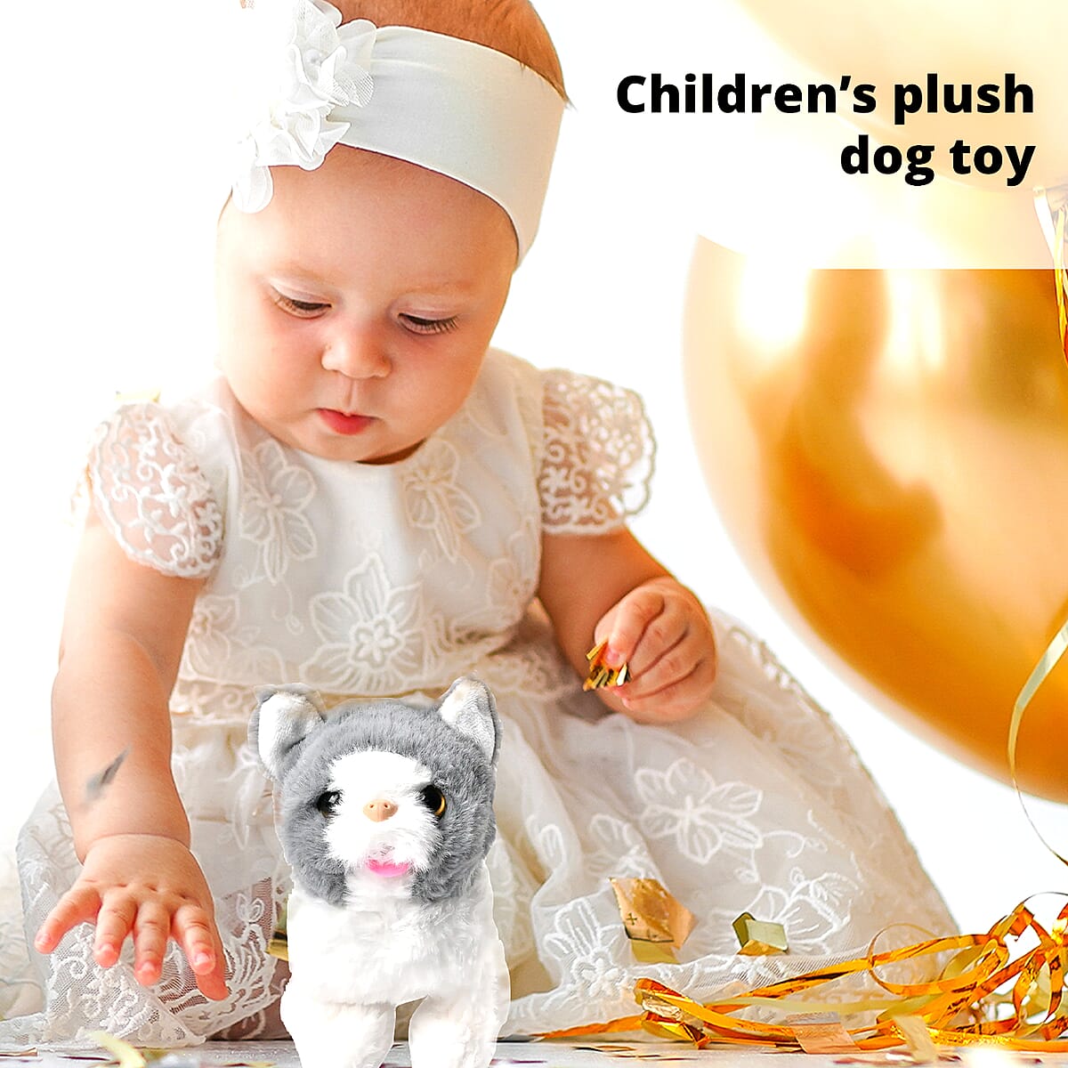 White and Gray Electric Plush Cat 2pcs Set (2xAA Battery Not Included) image number 2