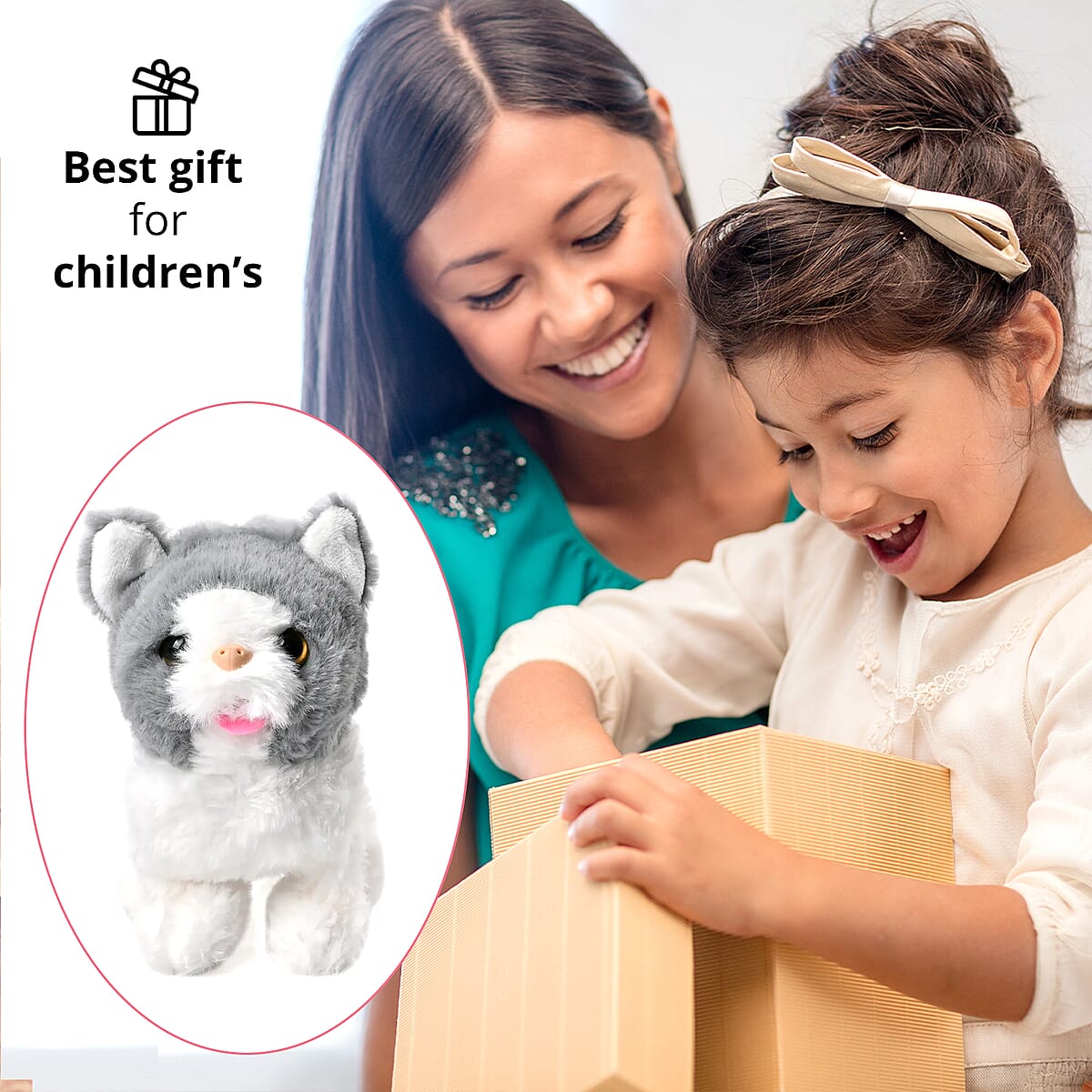 White and Gray Electric Plush Cat 2pcs Set (2xAA Battery Not Included) image number 3