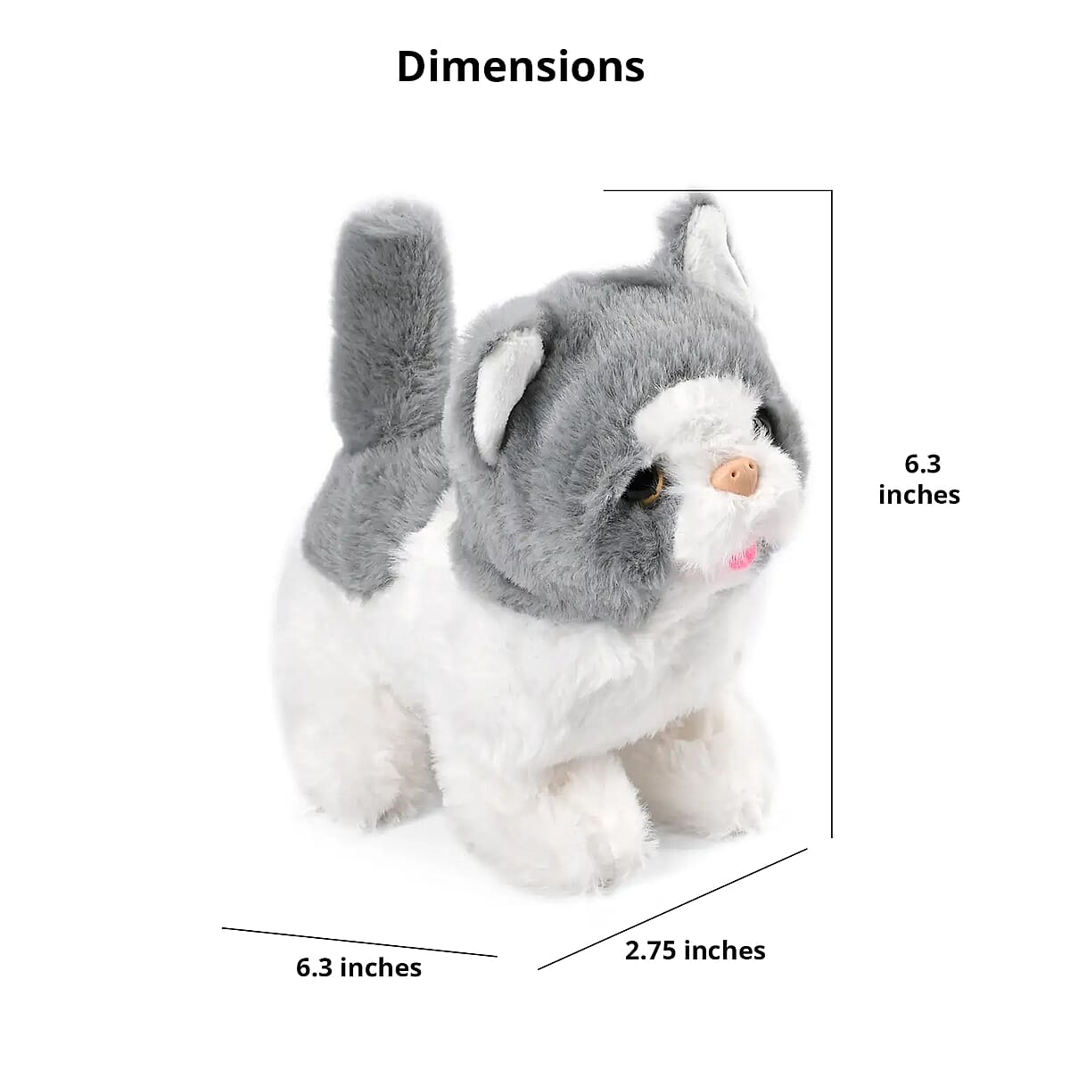 White and Gray Electric Plush Cat 2pcs Set (2xAA Battery Not Included) image number 4