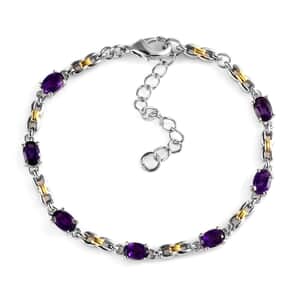 Karis African Amethyst 3.10 ctw Bracelet in 18K YG Plated and Platinum Bond (6.50-8.00In)