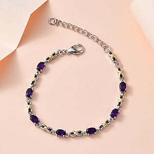 Karis African Amethyst 3.10 ctw Bracelet in 18K YG Plated and Platinum Bond (6.50-8.00In)