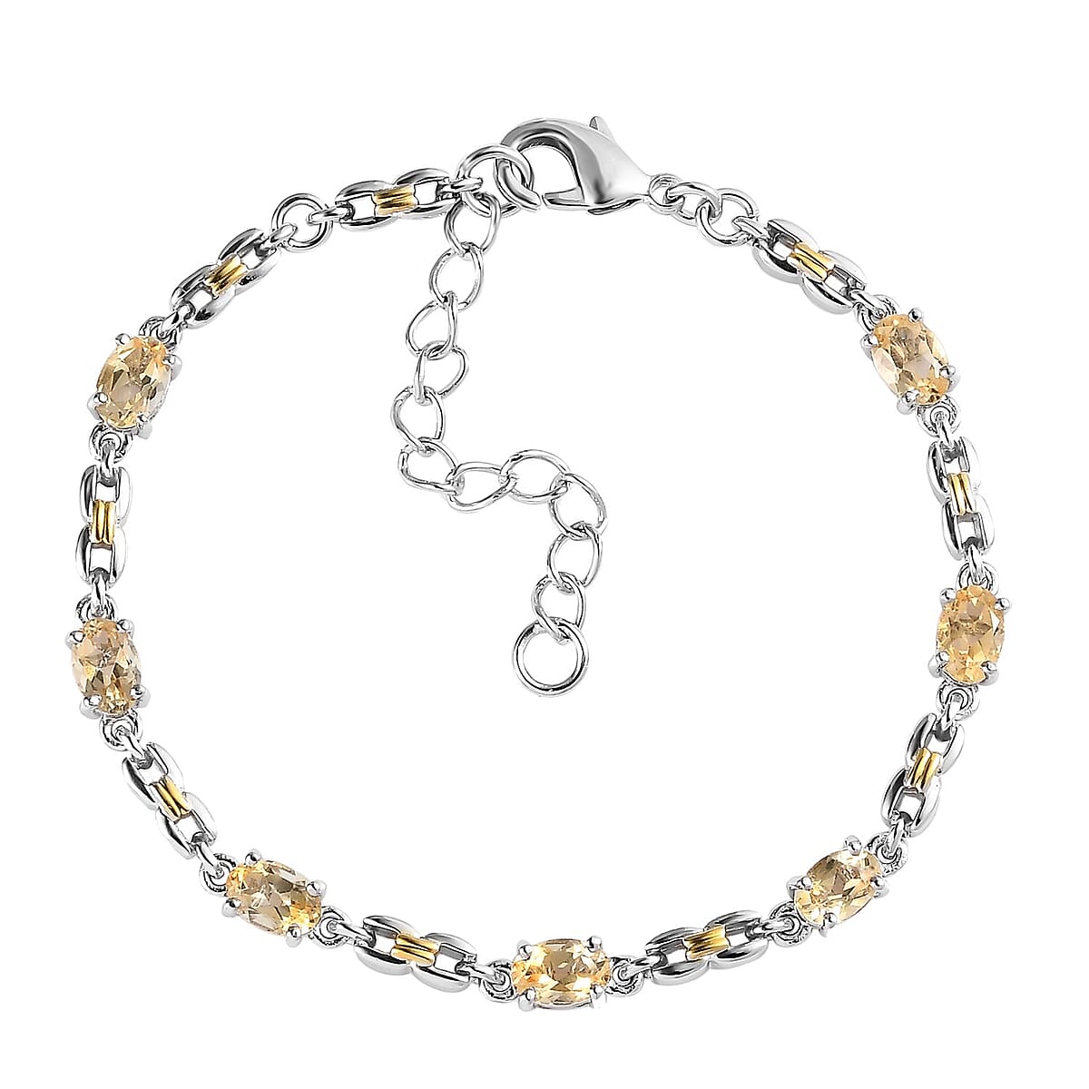 Karis Brazilian Citrine Bracelet in 18K YG Plated and Platinum Bond (6.50-8.00In) 2.90 ctw image number 0