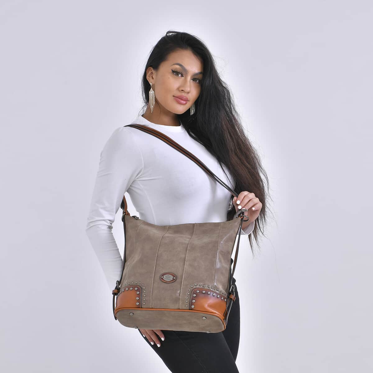 Coffee Color Faux Leather Hobo Bag image number 1