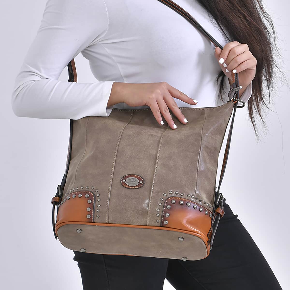 Coffee Color Faux Leather Hobo Bag image number 2