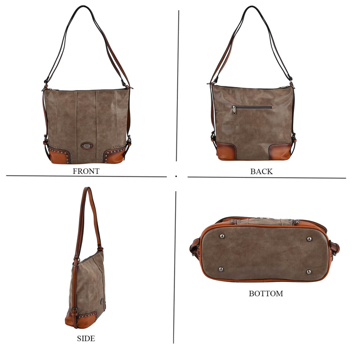 Coffee Color Faux Leather Hobo Bag image number 3