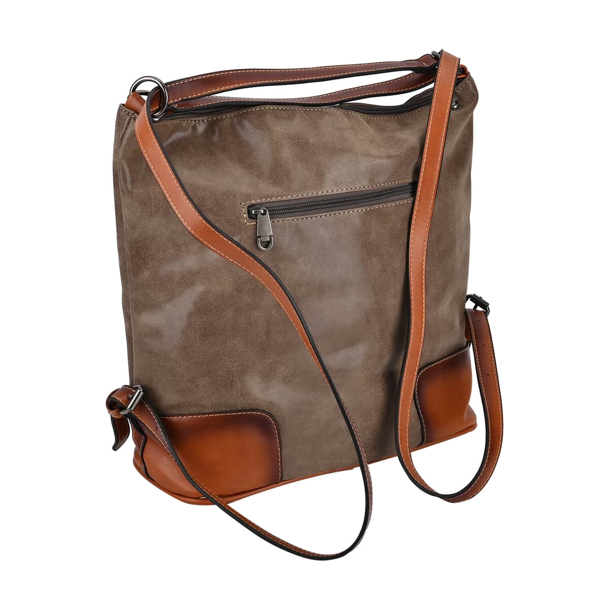 Coffee Color Faux Leather Hobo Bag image number 4