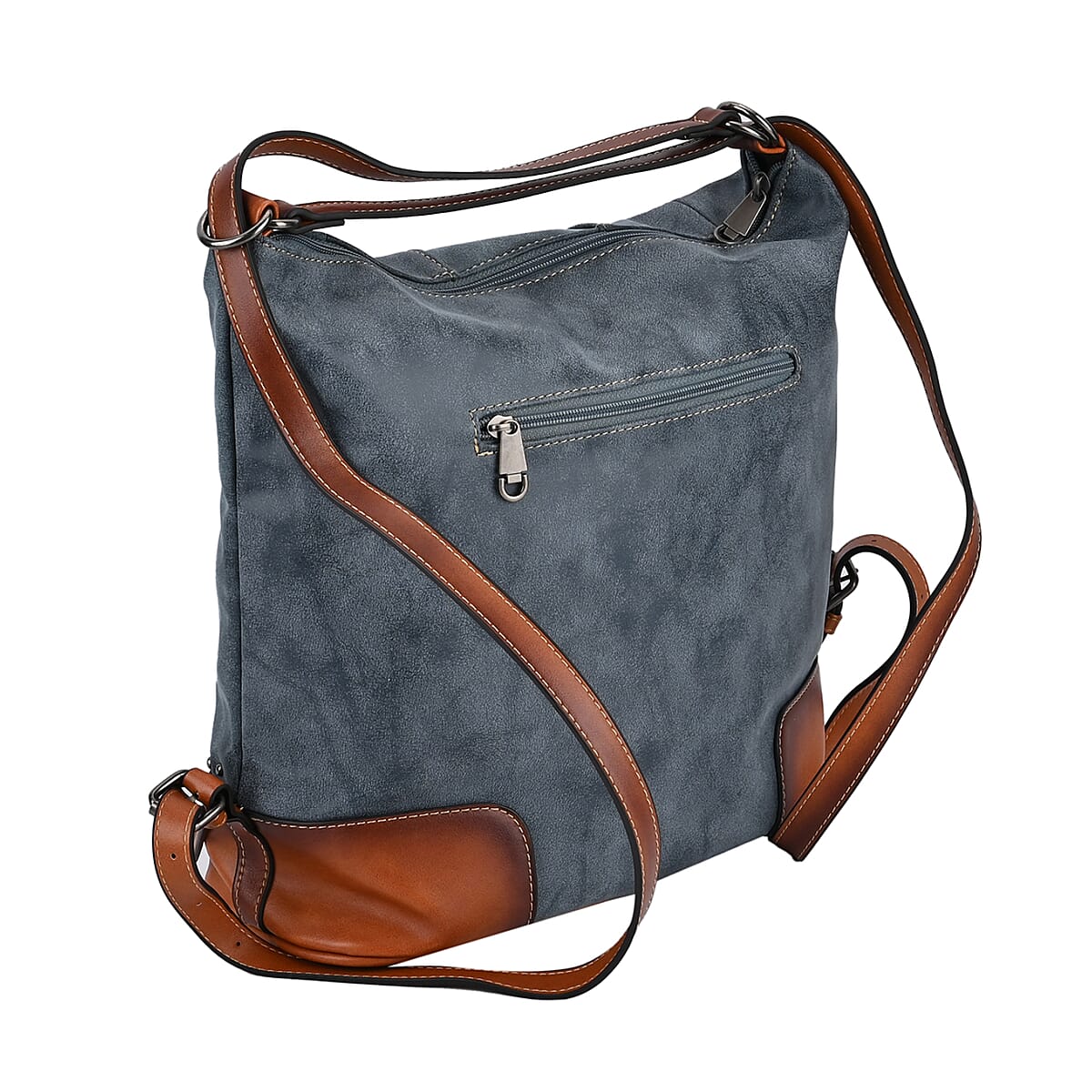 Blue Faux Leather Hobo Bag image number 4