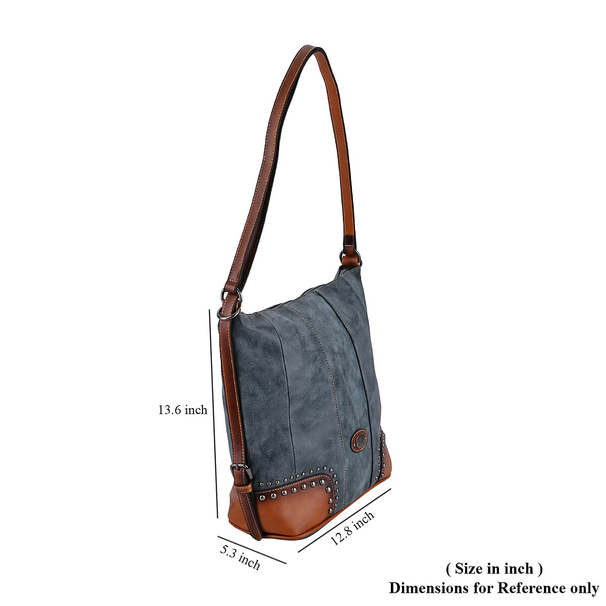 Blue Faux Leather Hobo Bag image number 7