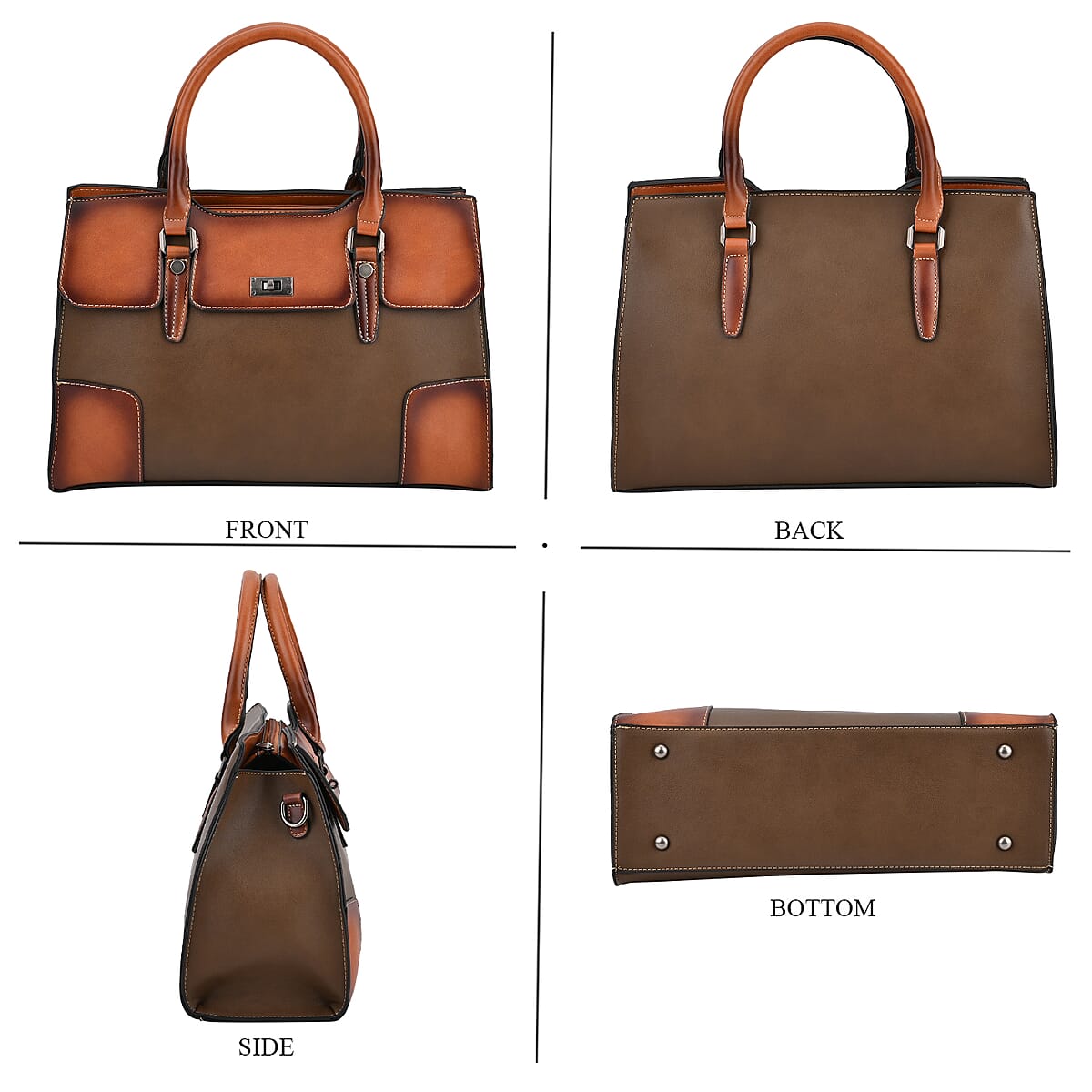 Coffee Faux Leather Crossbody Bag with Adjustable Strap image number 1