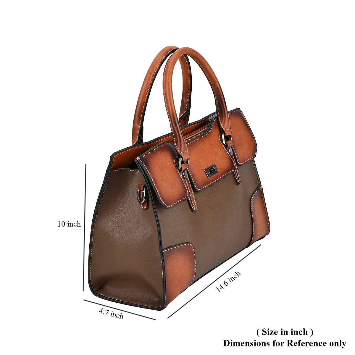 Coffee Faux Leather Crossbody Bag with Adjustable Strap image number 4