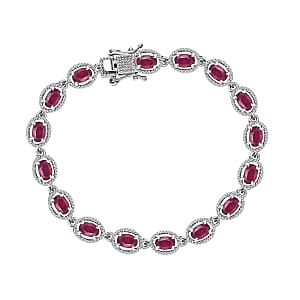 Niassa Ruby (FF) 9.00 ctw Bracelet in Platinum Over Sterling Silver (7.50 In)
