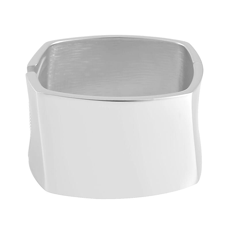 Quadrilateral Shape Bangle Bracelet in Silvertone (6.75 In)