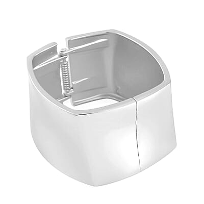 Quadrilateral Shape Bangle Bracelet in Silvertone (6.75 In)