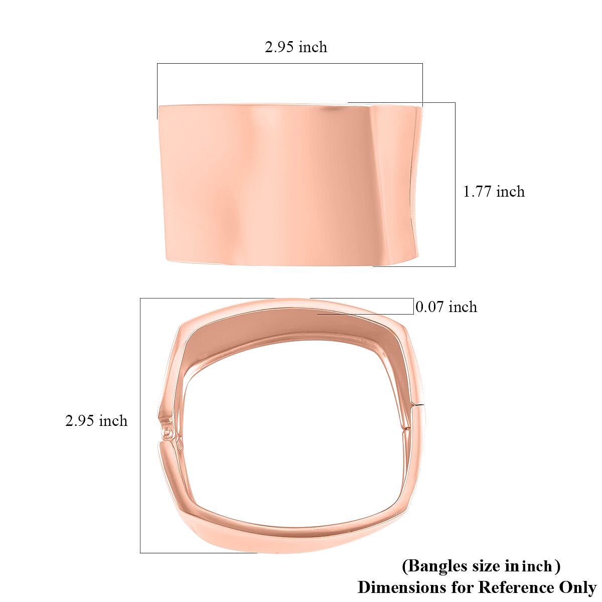 Quadrilateral Shape Bangle Bracelet in Rosetone (6.75 In) image number 5